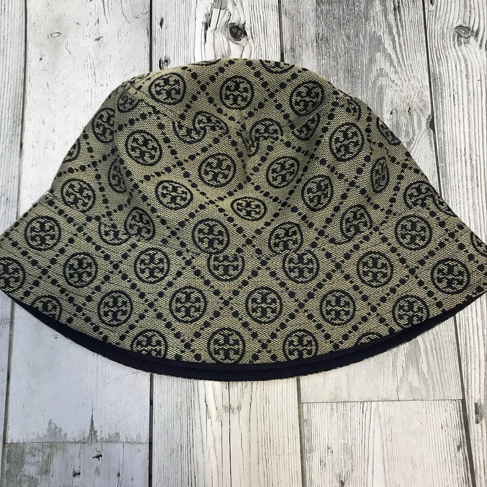 Tory Burch Black and Tan Patterned Hat